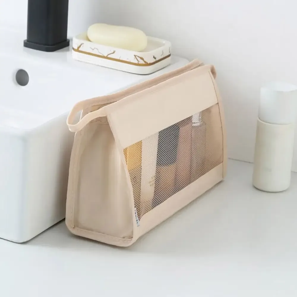 nouvelle trousse de toilette à fermeture éclair, pochette à maquillage en maille portable, sac en maille multifonctionnel de grande capacité, camping