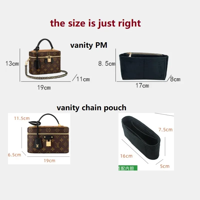 organisateur de sac pour lv vanity pm, pochette à chaîne, sac de maquillage, insertion de couleur personnalisée