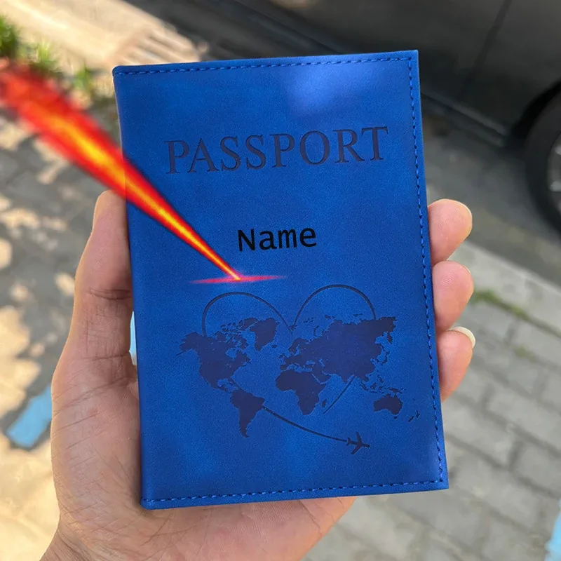 porte-passeport avec nom personnalisé, portefeuille de voyage, couverture en cuir gravé, cadeaux de voyage, accessoires de voyage pour femmes et hommes