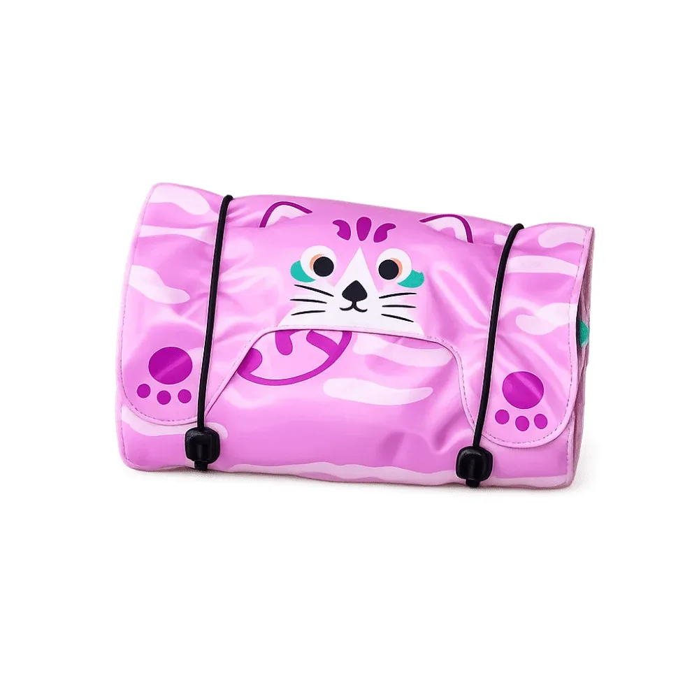 sacs de rangement pour cosmétiques à grande capacité, motif animal mignon, organisateur portable à cordon pour pinceaux de maquillage, pliable en oxford, style kawaii.