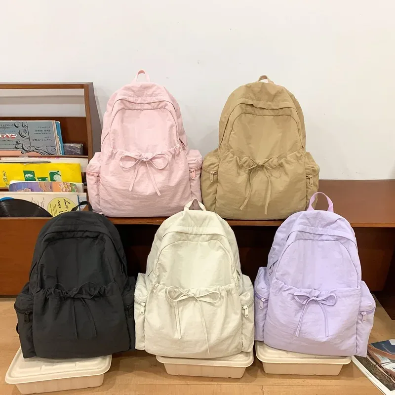 sac à dos de grande capacité avec nœud à cordon de serrage, simple et polyvalent, avec nom brodé personnalisé, sac à dos en nylon, cadeau 2025, nouveau