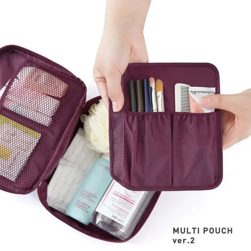trousse de maquillage de voyage portable pour femmes, trousse cosmétique multifonctionnelle, étuis de maquillage étanches, trousse de toilette à plusieurs compartiments