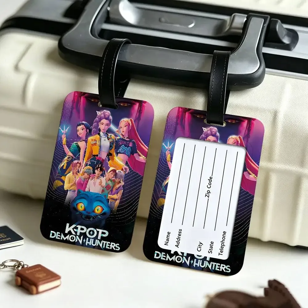 étiquette de bagage kpop d-demon hunters en pvc, carte d'information anti-perte, marqueur de nom pour sac à dos