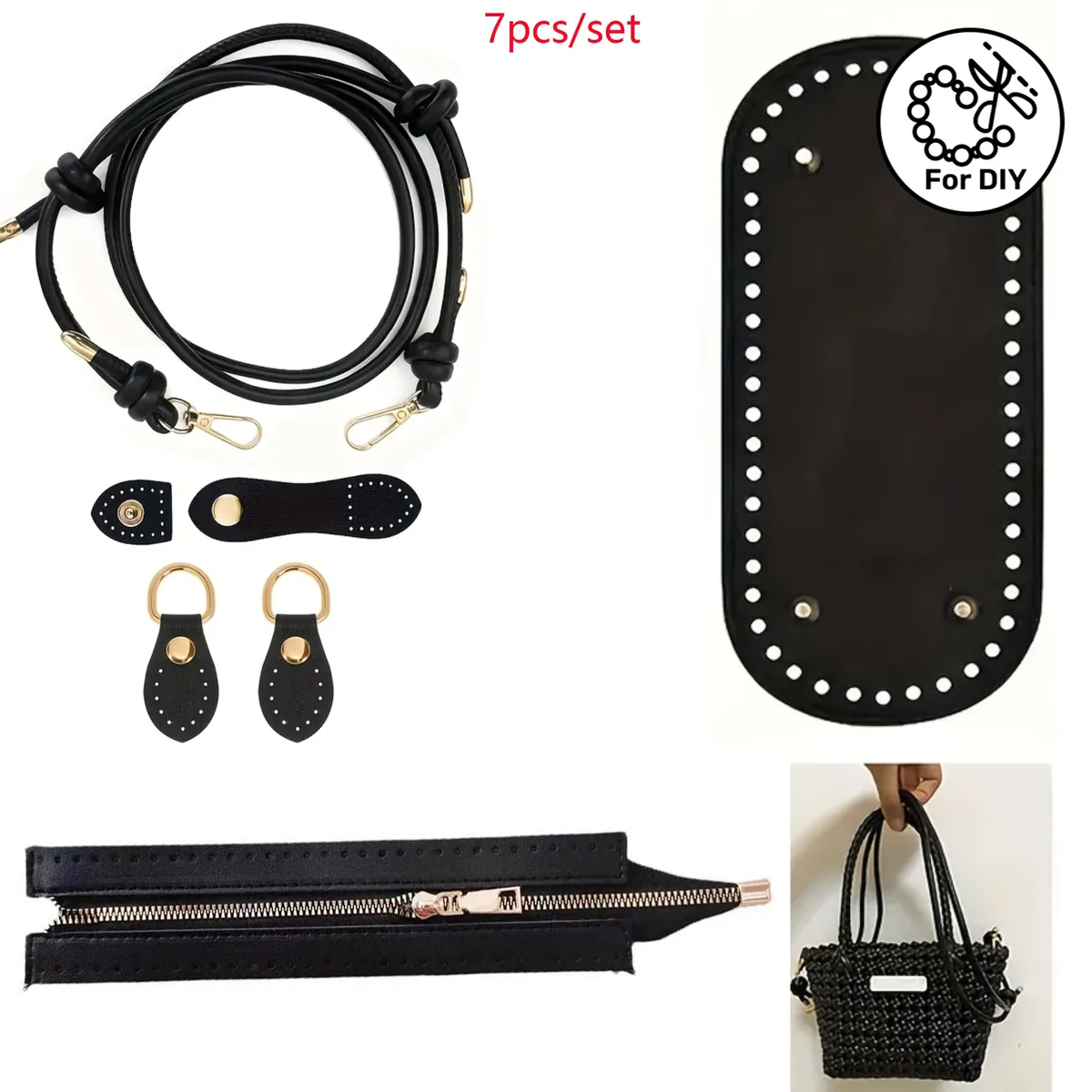 Ensemble de fabrication de sacs au crochet en 7 étapes | Boucle réglable en PU, boucle de base et boucle en forme de gourde, sac à bandoulière élégant en similicuir, matériaux artisanaux faits main, faciles à réaliser, accessoires de sac DIY, matériaux pour la fabrication de portefeuilles, fabrication de portefeuilles DIY.
