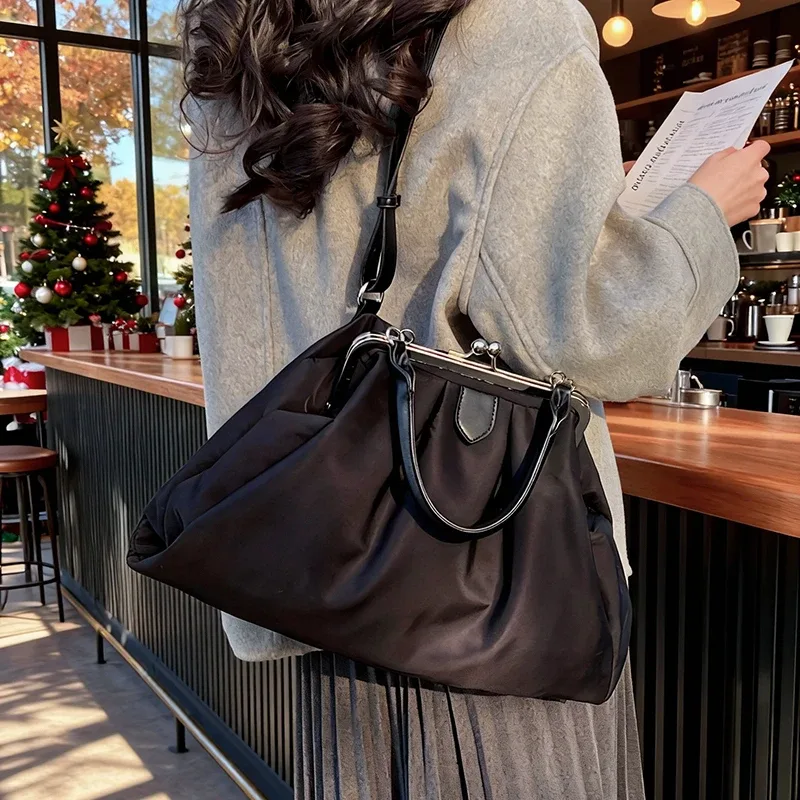 sacs à dos oxford de grande capacité avec fermoir couleur unie, sac à bandoulière de haute qualité au design élégant, sacs à dos polyvalents de style coréen à la mode