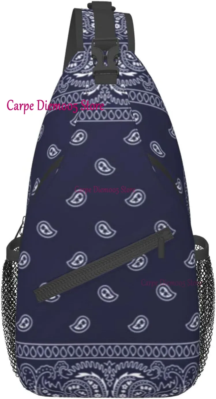 sac à bandoulière bandana paisley noir pour sac à dos à bandoulière sac de poitrine décontracté sac à dos pour randonnée marche vélo voyage cyclisme