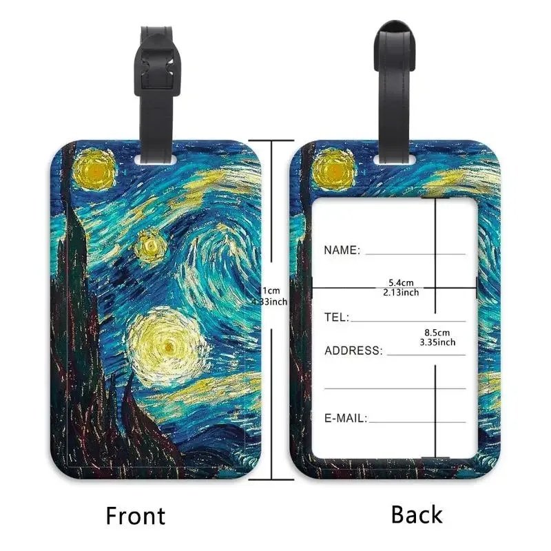 étiquette de bagage artistique en plastique avec motif peinture à l'huile, porte-carte d'identité anti-perte pour valise, sac à dos, accessoires de bagage, cadeaux