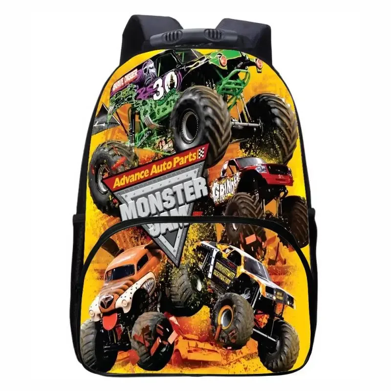 monster jam truck, sac à dos rond avant pour élèves du primaire, du secondaire et du lycée, sacs à dos masculins et féminins