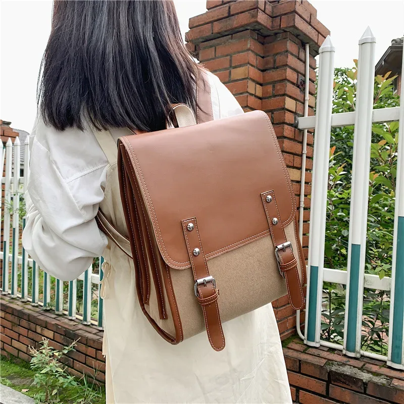 sac à dos de style preppy pour femmes, sac pour ordinateur portable de grande capacité, sacs à dos d'école décontractés pour filles, sacs de voyage en patchwork pour femmes
