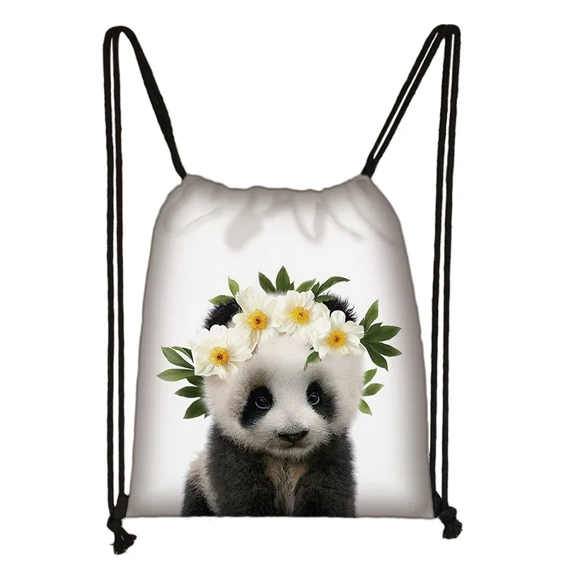 sac à cordon de serrage mignon animal koala femmes hommes mode sac de rangement panda/zèbre fille voyage loisirs sac à dos pliable