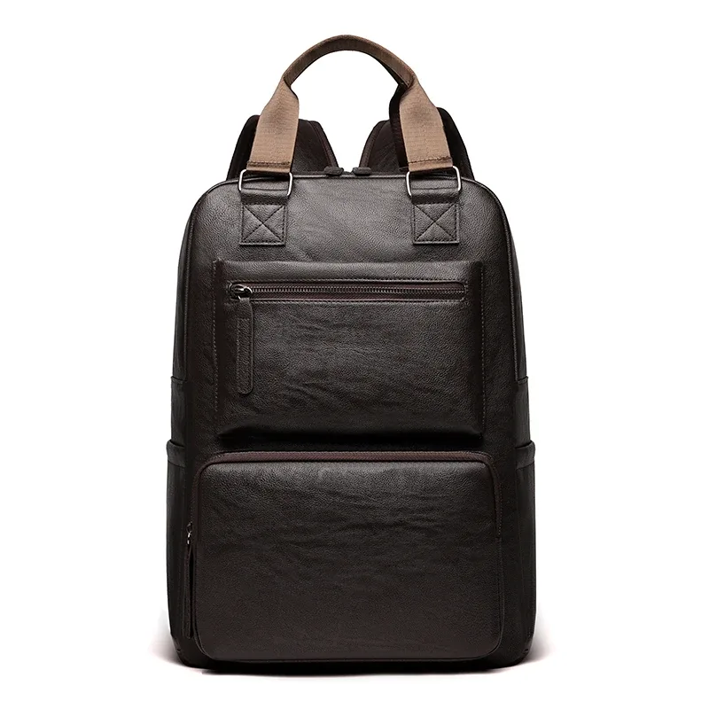 sacs à dos imperméables en cuir pour hommes, sacs d'ordinateur de bonne qualité, sacs à main de grande capacité pour hommes, sacs à bandoulière de couleur unie