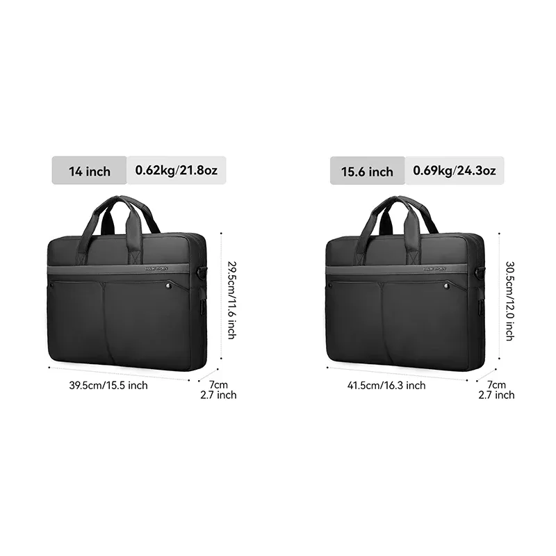 mark ryden porte-documents pour ordinateur portable en tissu oxford résistant à l'eau, sac à main professionnel extensible de 14/15,6 pouces