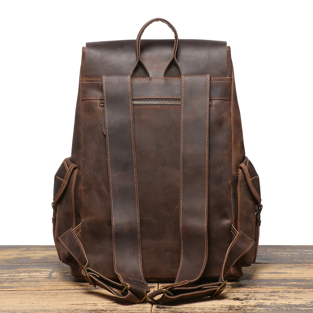 luokir vintage en cuir véritable unisexe couche supérieure en peau de vache sac à dos grande capacité ordinateur portable voyage sac à dos parachutiste sac