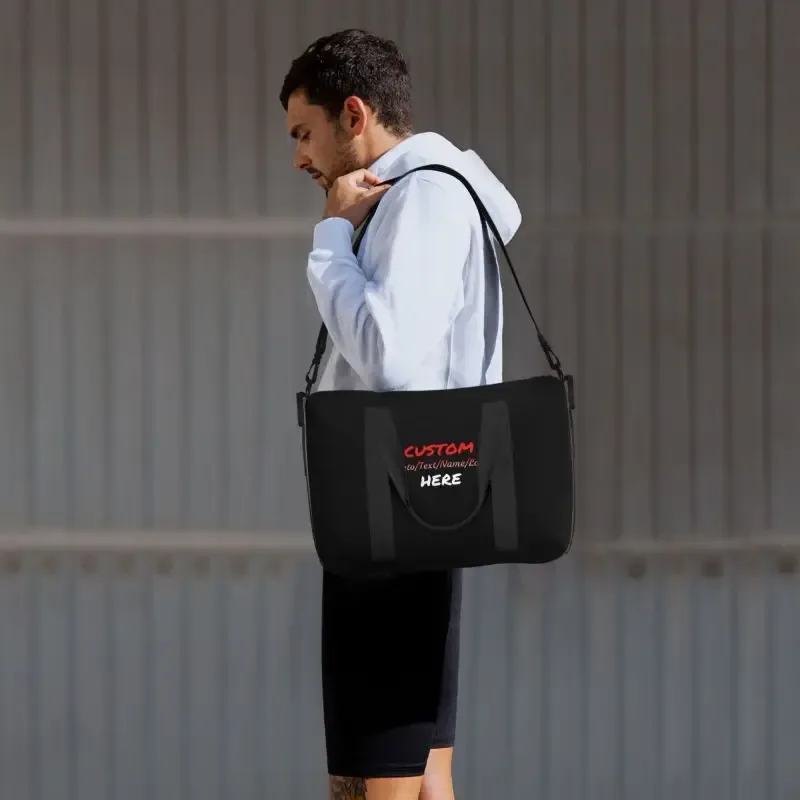 personnalisez votre conception texte photo impression sacs de sport personnalisé durable week-end sac de nuit pour femmes hommes voyage sac de bagage