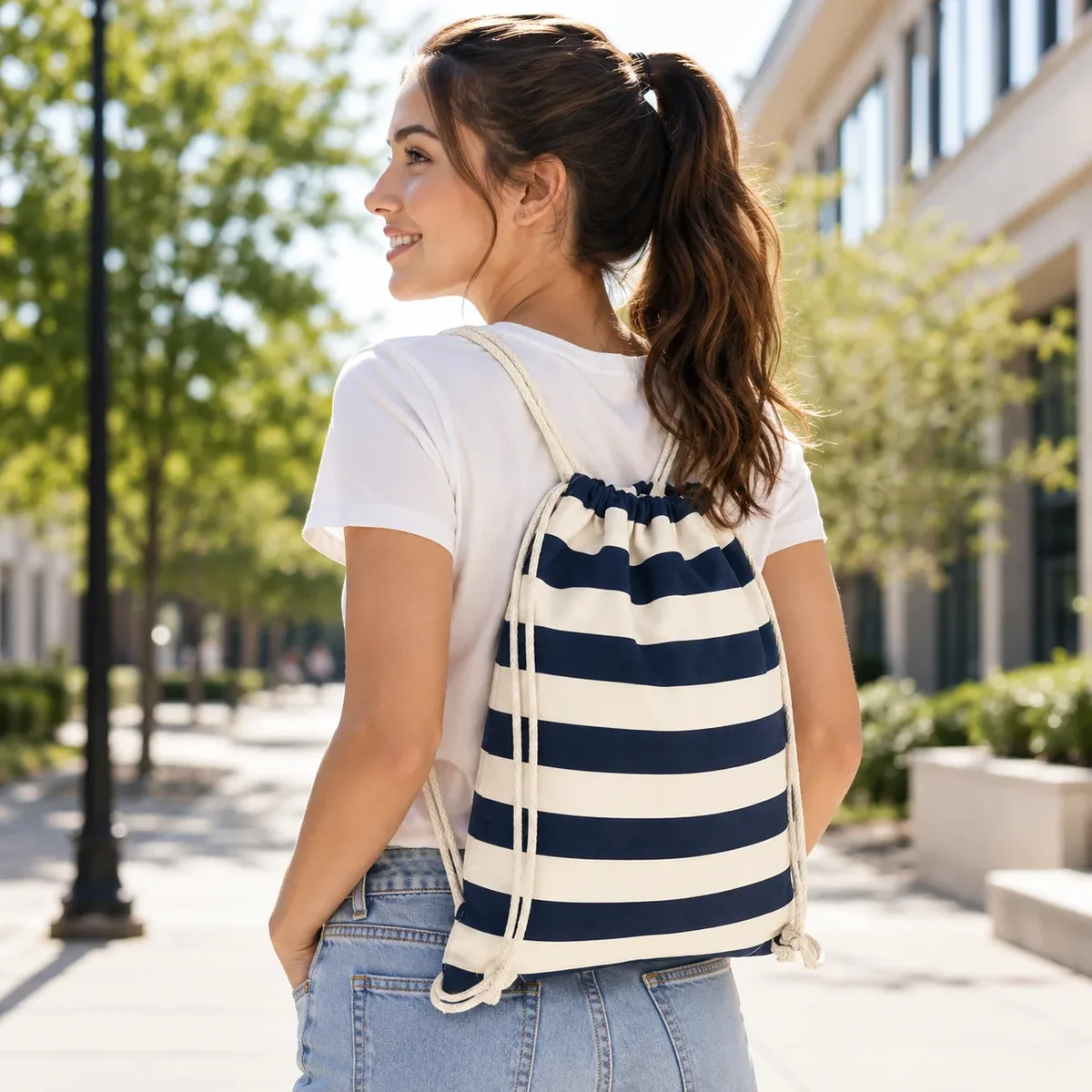 sac à dos en toile avec cordon de serrage 30x40cm, sac de sport en coton, sac de rangement léger et réutilisable pour l'école, le sport, les courses et le quotidien