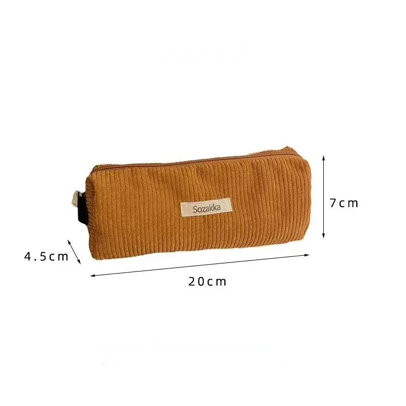 sac à cosmétiques en velours côtelé coréen, petite pochette de maquillage, trousse de toilette de voyage portable pour femmes, nécessaire de rangement, étui à crayons mignon pour étudiant