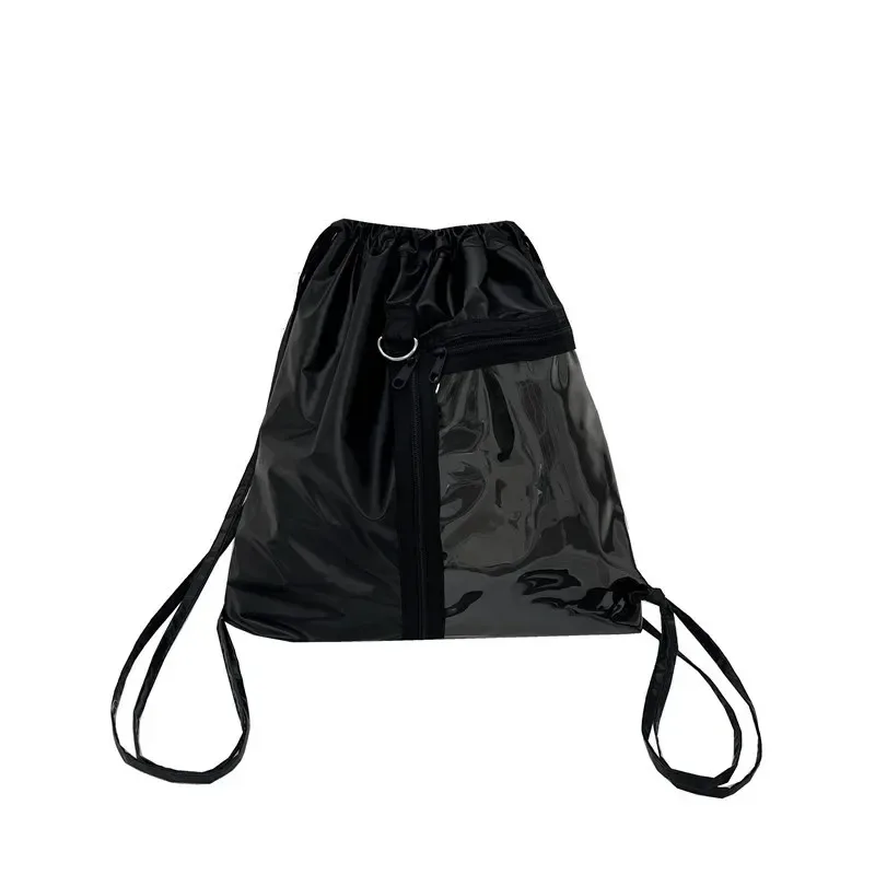 Sac à bandoulière Original à cordon de serrage de grande capacité, sac à dos décontracté Transparent de Style Simple en Nylon pour filles, léger et Portable