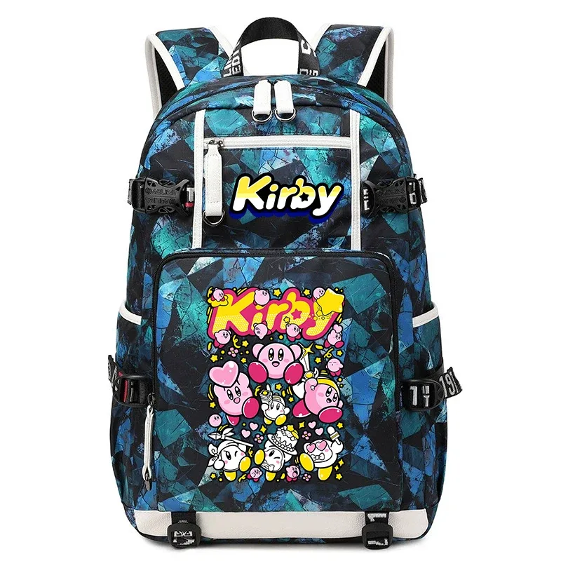 sac à dos d'étudiant imprimé dessin animé kirby, sac d'école de voyage de grande capacité pour enfants et adolescents