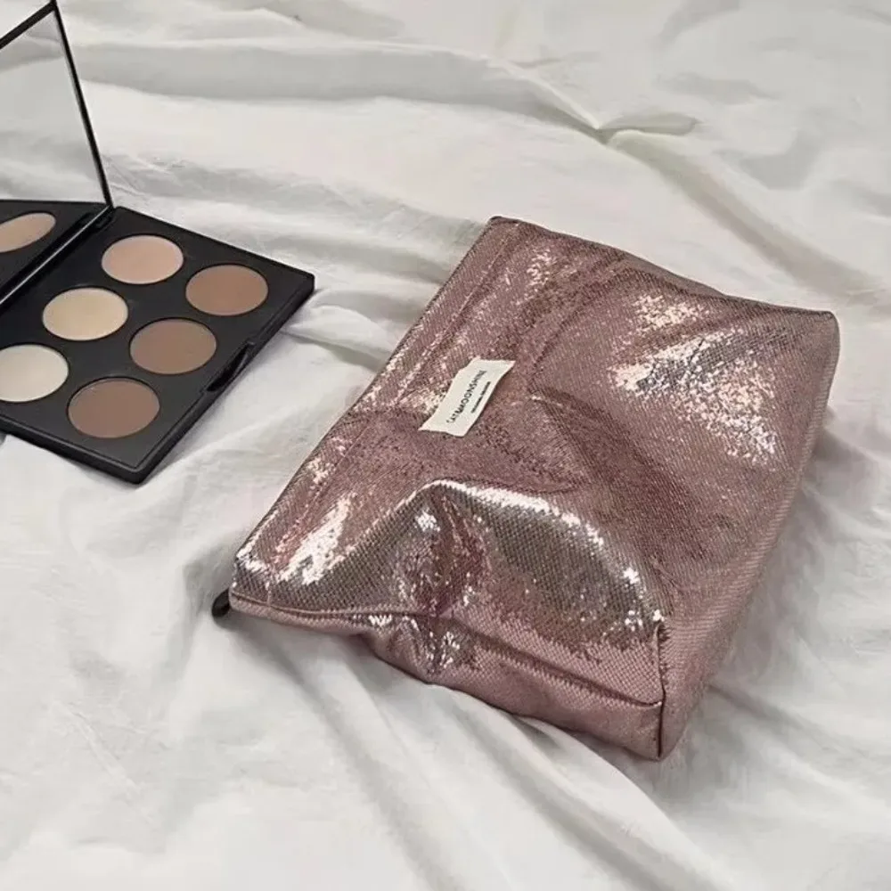 nouveau sac de maquillage à paillettes brillantes, pochette de rangement à fermeture éclair de grande capacité, pochette, sac à main cosmétique de voyage