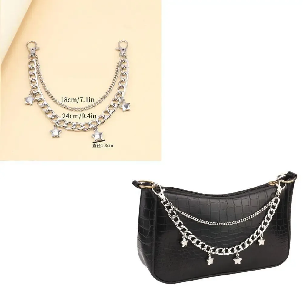 y2k – sangle en chaîne de perles en métal pour sacs, chaîne de sac multicouche pour sac à main, poignées de bricolage, pendentif étoile, sac à bandoulière, accessoires de chaîne