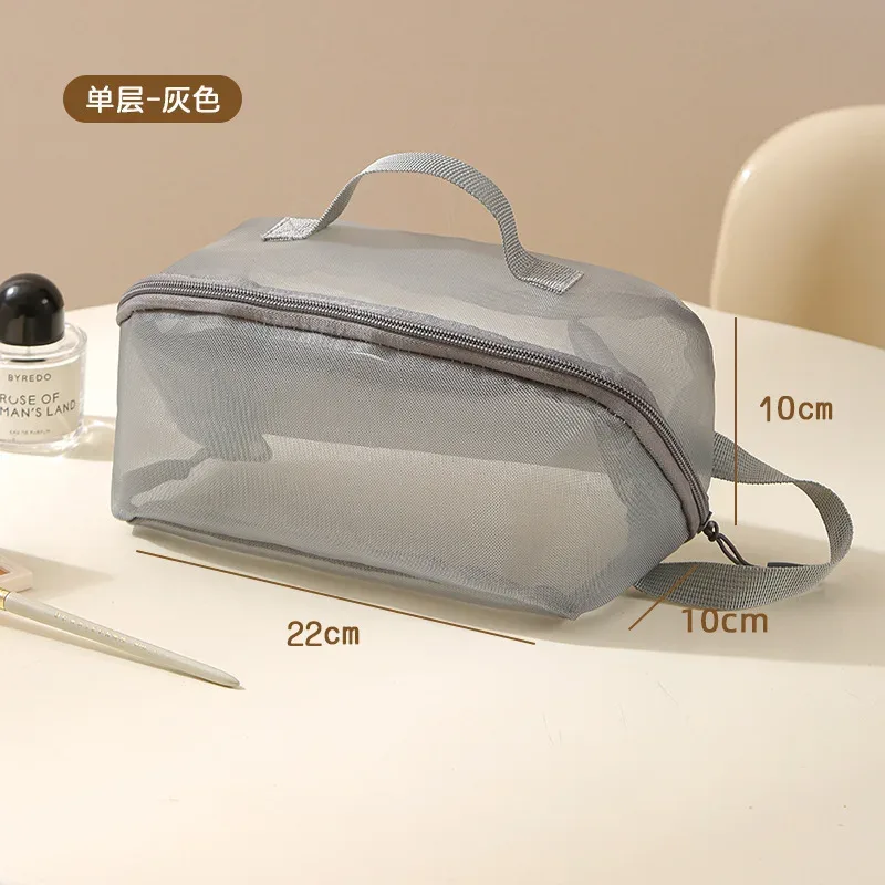 nouvelle trousse de maquillage multifonctionnelle de voyage, sac de rangement portable pour cosmétiques, grande capacité, sac de toilette en maille transparente, trousse de maquillage