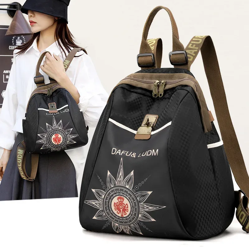 nouvelle personnalité style ethnique double épaule sac pour femme simple épaule bandoulière sac pour femme étanche oxford sac à dos