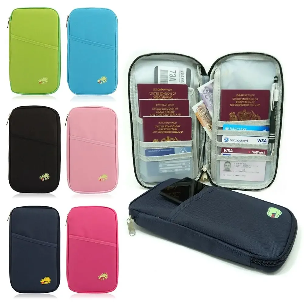 Sac Portefeuille de Voyage à Fermeture Éclair, Organisateur de Passeport, Porte-Documents, Porte-Billets