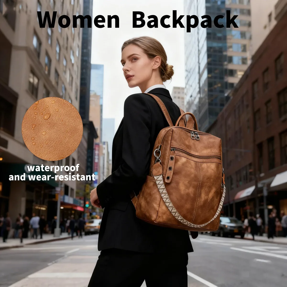 Sac à dos de voyage antivol en cuir PU pour femme, nouvelle collection automne-hiver 2025, imperméable, tendance, rétro, grande capacité, voyage