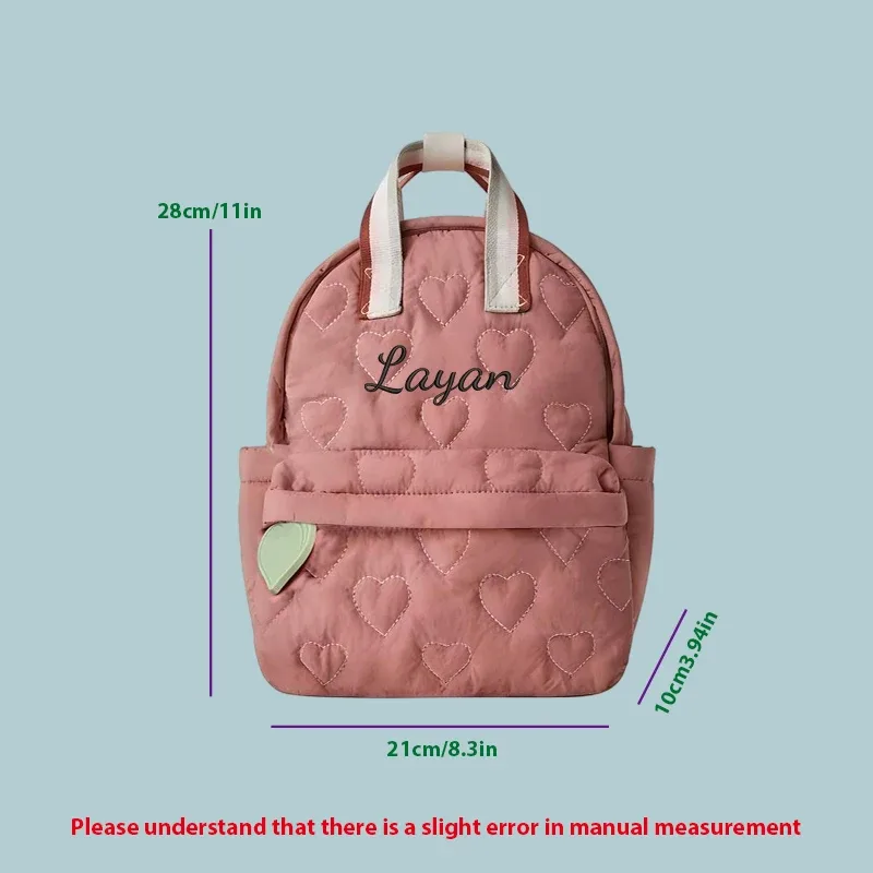 sac à dos personnalisé brodé sur mesure / 2 options standard, motif dessin animé mignon, matelassage en forme de cœur, sac à dos décontracté, cadeau pour la rentrée scolaire