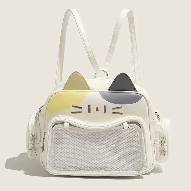sacs à dos tendance pour femmes y2k, style coréen et japonais, sacs ita chat kawaii en pu, sacs à bandoulière esthétiques avec poche transparente pour filles