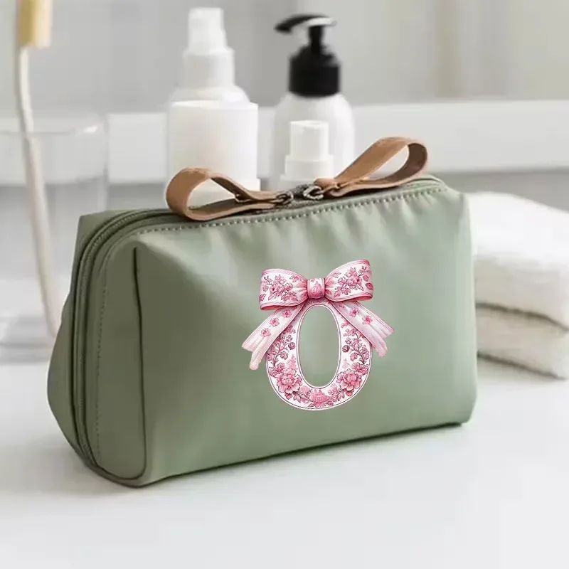 sac à main pour femme avec 26 lettres florales en forme de nœud, trousse de maquillage, sac de rangement, cadeau de la saison de la rentrée scolaire, saint-valentin, anniversaire