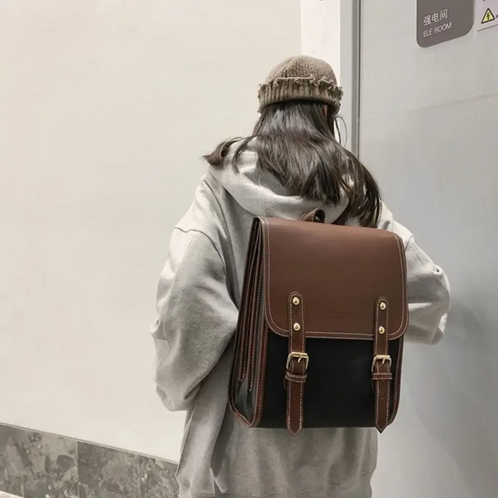 sac à dos japonais simple en cuir pu, style preppy, sacs à dos pour ordinateur portable de grande capacité, sacs de voyage