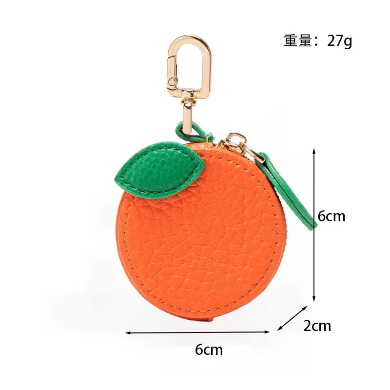 porte-clés en cuir motif fruit mignon, mini porte-monnaie à fermeture éclair pour sac à dos, breloque pour femme et fille, accessoires de vacances d'été à la plage, cadeaux