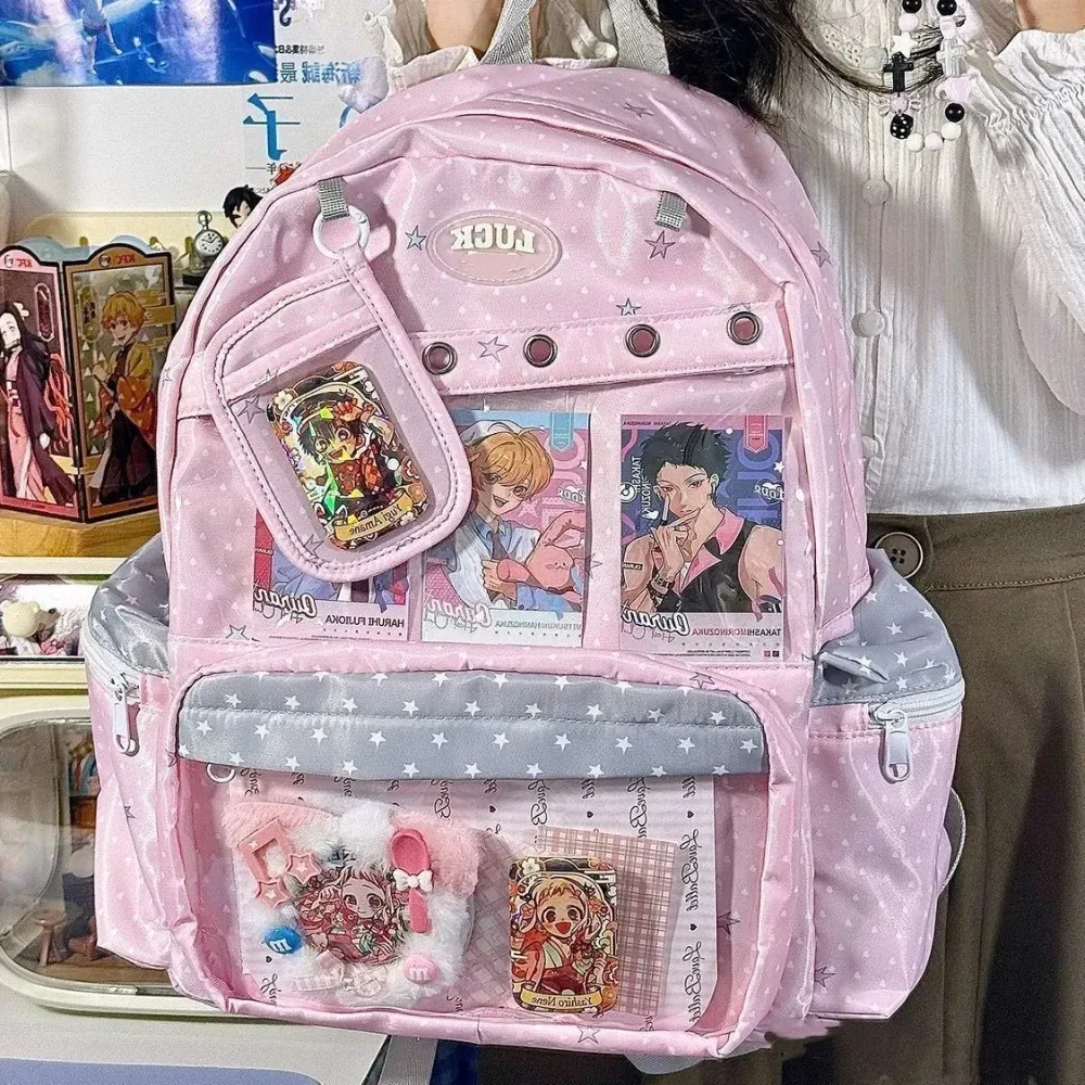 sac à dos polyvalent grande capacité harajuku y2k, motif pois mignon, style ulzzang ita bag, inspiré des expositions de bandes dessinées quotidiennes