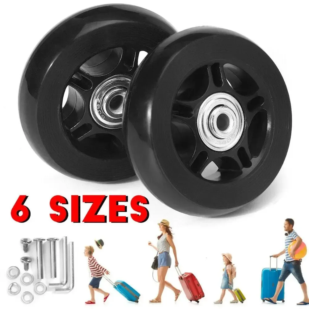 1 jeu de roues de rechange pour valise à bagages, noires avec vis, Kit de réparation d'essieux flexibles résistants 40/43mm/54mm/60mm/64mm/70mm