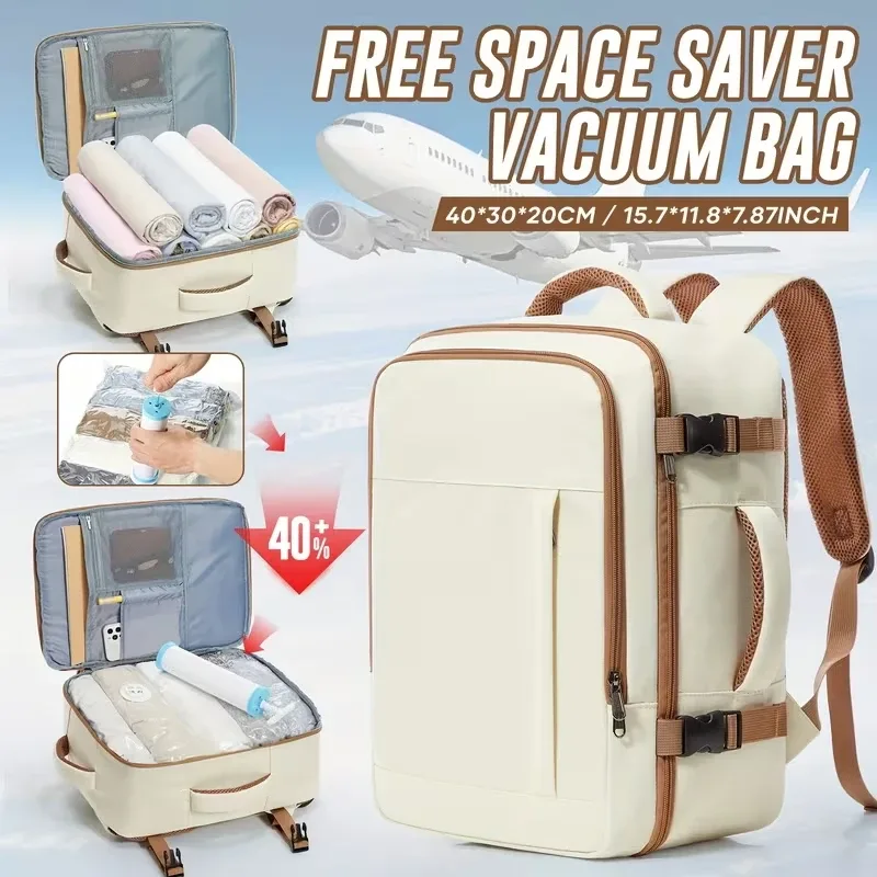 ryanair sac de cabine 40x30x20 cm sac à dos de voyage sous le siège, sac à dos de randonnée en plein air pour hommes avec sac sous vide séparé + scelleuse sous vide