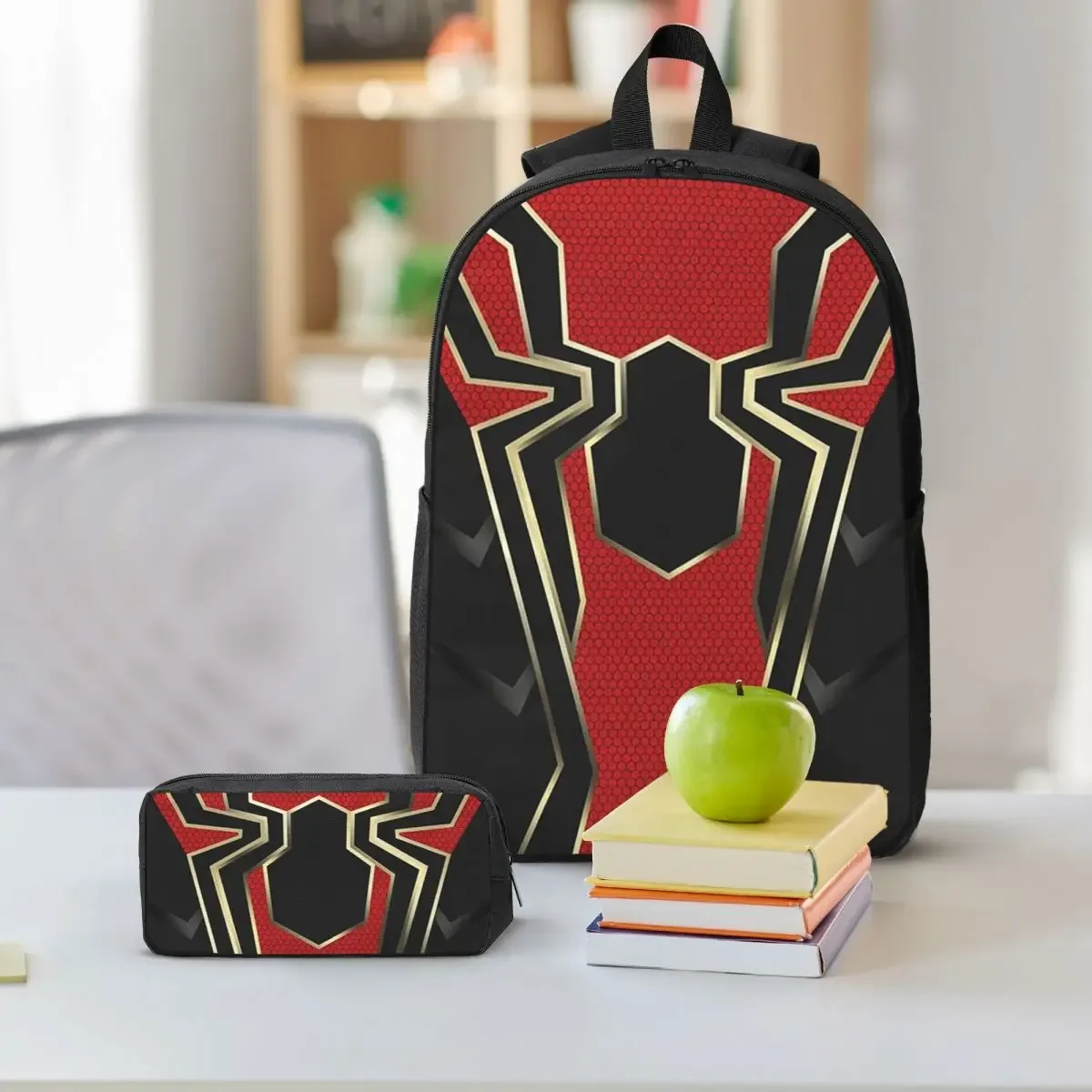 iron spider – sac à dos pour étudiants, garçons et filles, cartable d'école, sacs à bandoulière pour ordinateur, sac à déjeuner isolé 3ps, trousse à crayons