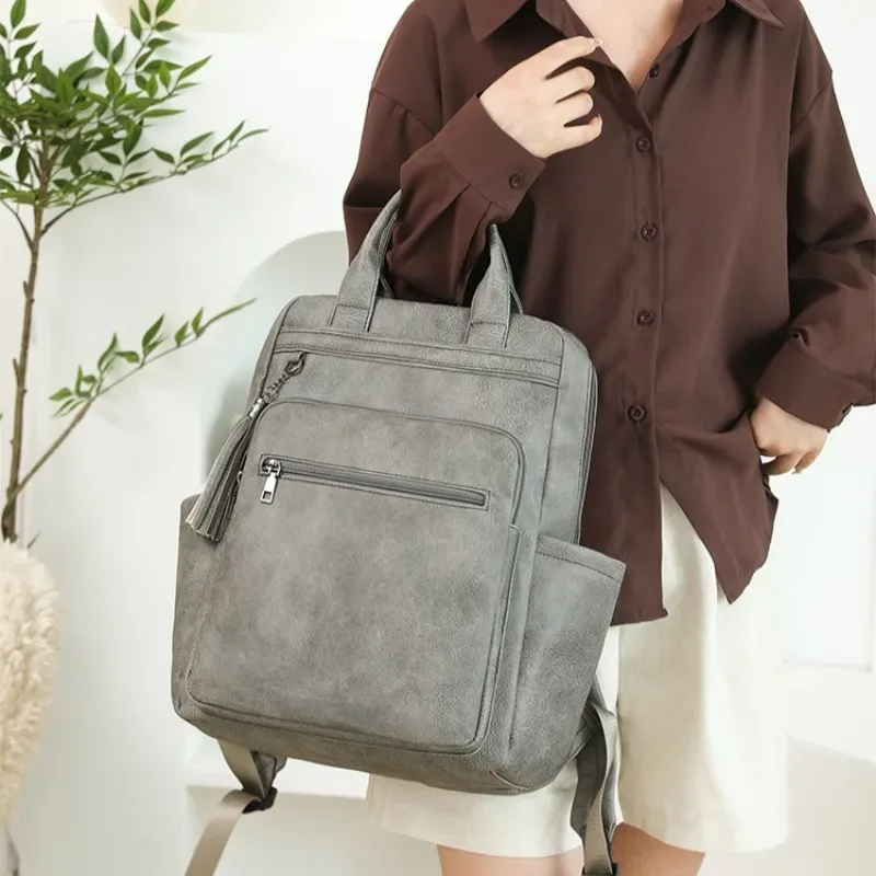 sac à dos cuir pu vintage dames – conçu pour ordinateur 15.6 pouces, parfait comme daypack collège, sac bureau et valise de voyage, détails rétro charmeur, matériaux durables, compartiments, s’adapte à tous les moments