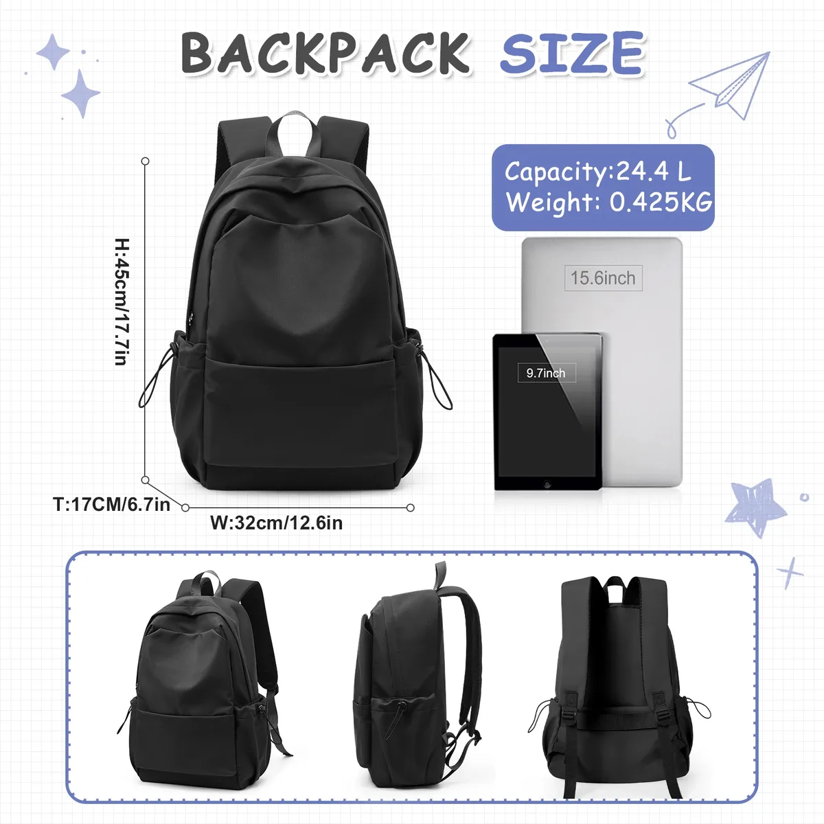 sac à dos léger pour femmes hommes lycée collège bookbag pour adolescent mignon collège voyage sacs à dos d'ordinateur portable pour filles garçons