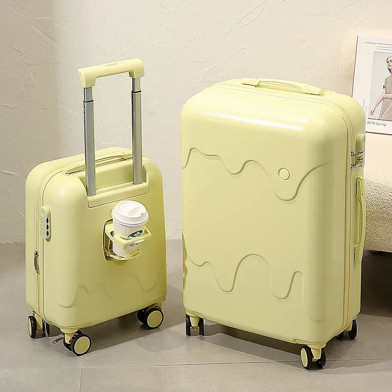 valise à roulettes de type crème glacée pour étudiants, valise à roulettes à quatre roues, bagage multifonctio