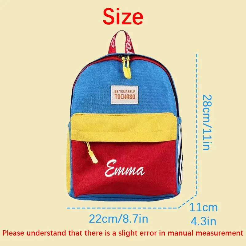 sac à dos brodé personnalisé, nouveau modèle, design color-block dopamine, motif dessin animé mignon, sac à dos tendance, sac à dos décontracté