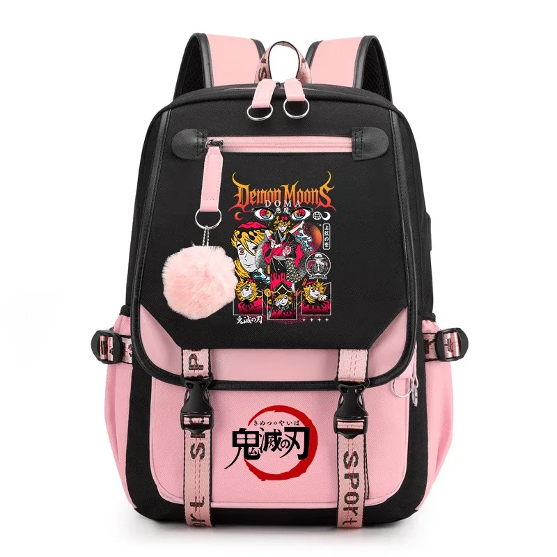 sac à dos imprimé demon slayer anime pour filles, sac à dos d'école décontracté, sac à dos de voyage léger pour adolescents