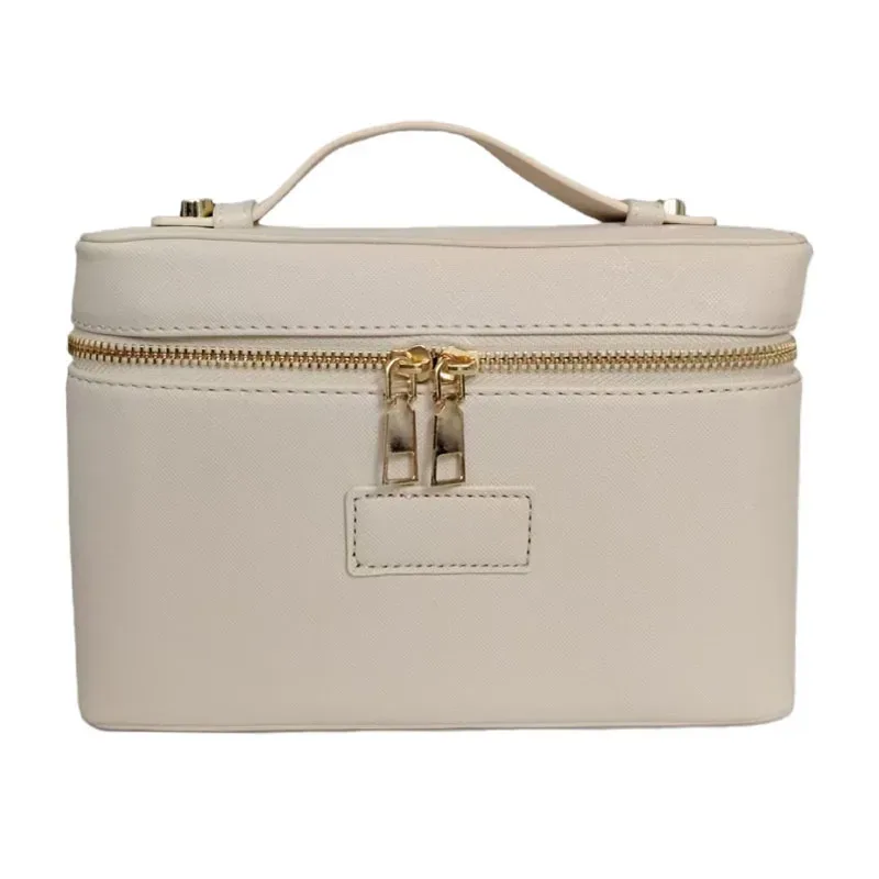 trousse de toilette de voyage en croûte de cuir saffiano pour femmes, nom personnalisé, boîte de rangement de maquillage suspendue portable, sac à cosmétiques pour femmes