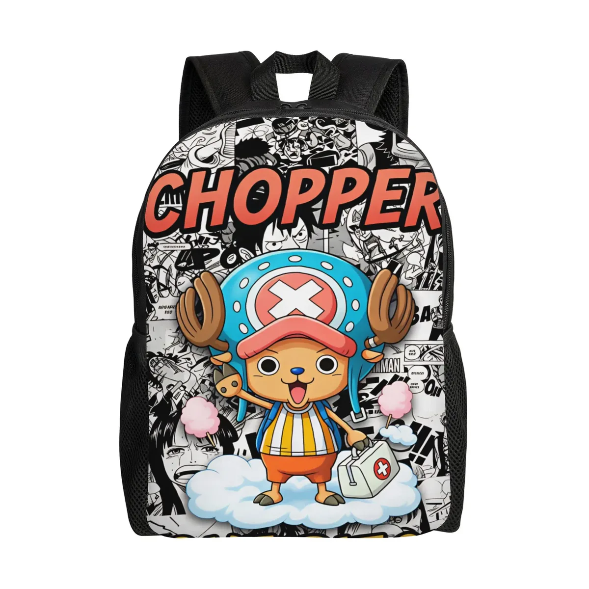 sac à dos one piece chopper pour femmes et hommes, sacs à dos de camping en polyester, sacs d'école imprimés streetwear, sac à dos