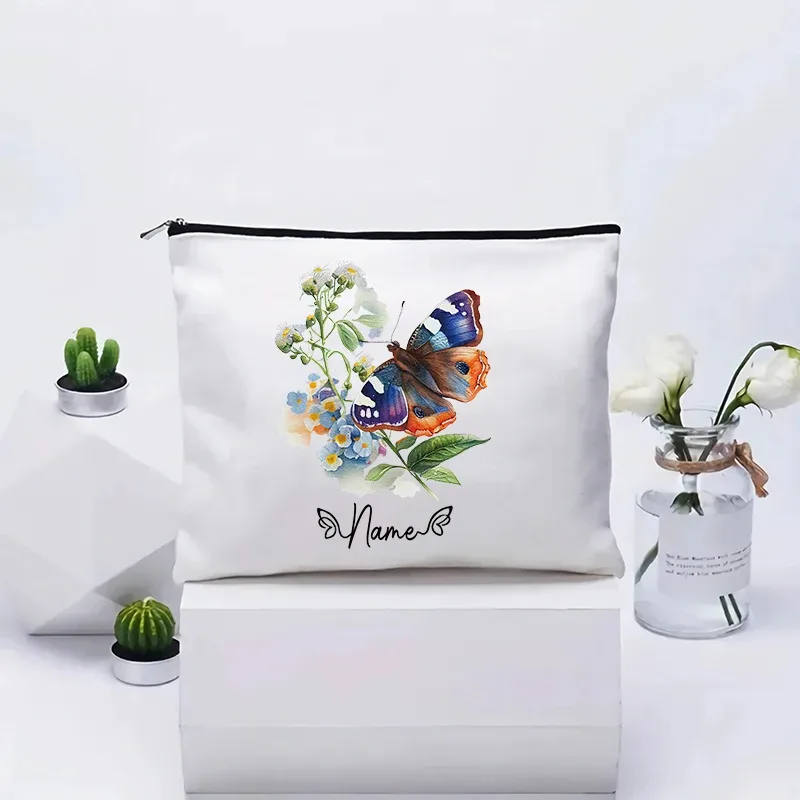 trousse de maquillage personnalisée pour femme, organisateur de toilette, pochette cosmétique de voyage pour cadeau d'anniversaire de demoiselle d'honneur, pochette en toile personnalisable
