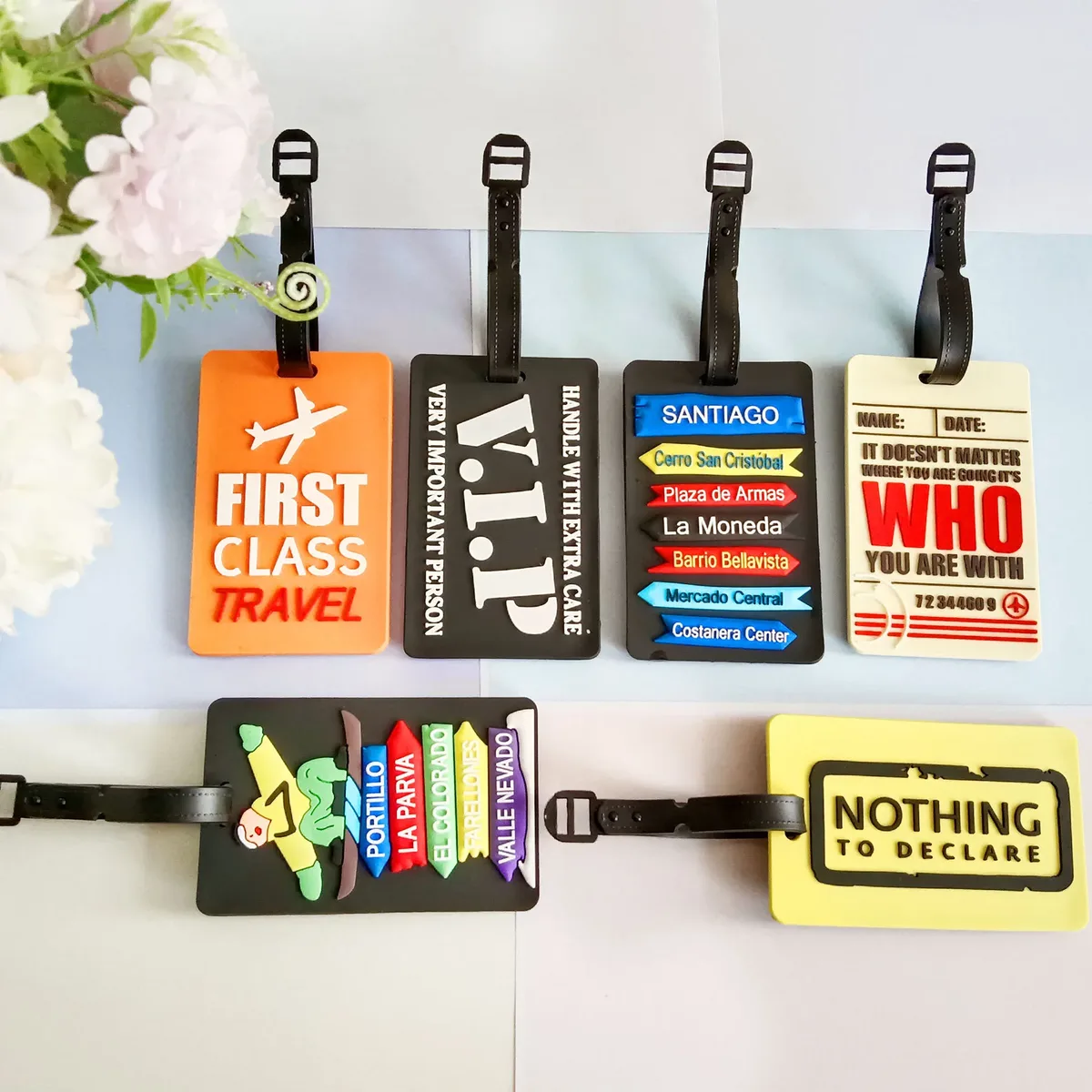 nouvelles étiquettes à bagages créatives en pvc – étiquettes d'identité pour carte d'embarquement, adresse, nom – étiquettes de valise mignonnes – accessoires de voyage