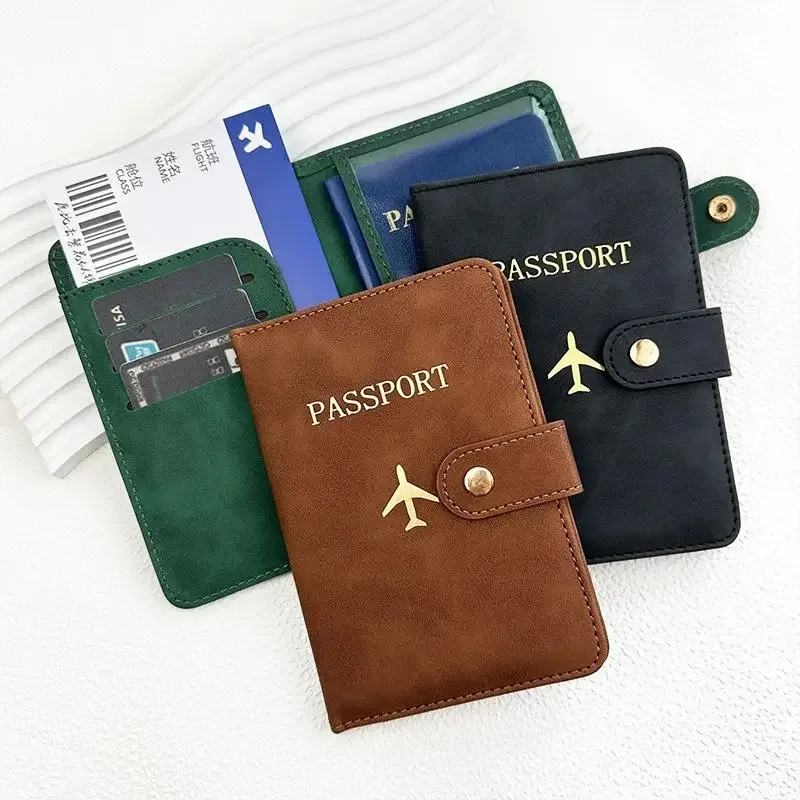 portefeuille de passeport en cuir pu mignon, imperméable, porte-cartes multiple, organiseur de documents de voyage pour hommes et femmes