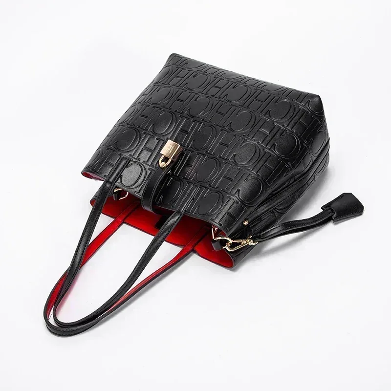 sac à main ch de haute qualité, imprimé lettres, grande capacité, couleur unie, aspect haut de gamme, polyvalent, sac à bandoulière pour femme