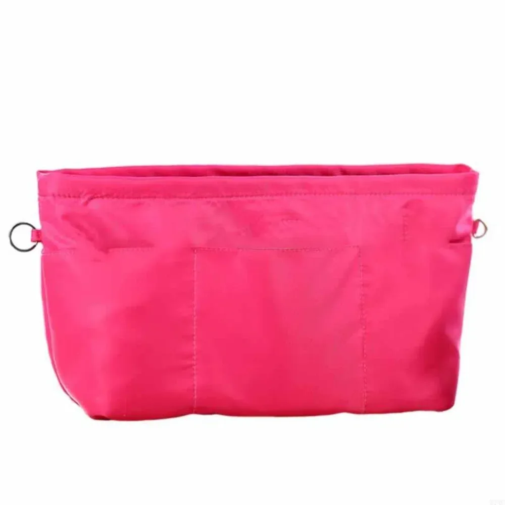 organisateur de cosmétiques vintage, sacs de rangement avec fermeture éclair, sac à main multi-poches, sac intérieur multifonctionnel de couleur unie pour femmes