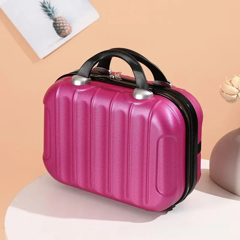 sac de maquillage de voyage pour femmes de 14 pouces, mini valise compacte en plastique abs, design uni, idéal pour un usage personnel